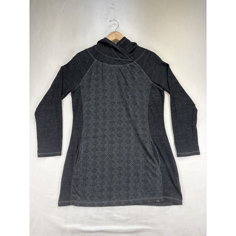 Prana Women's Diamond-Panel Tunic Hoodie Cowl Neck XL - Picture 2 of 9